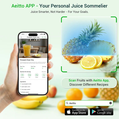 Aeitto Max5 Juicer, Cold Press Juicer with 5.8" Large Feed Chute,1.7L Large Capacity, 250W Whole Masticating Juicers for Vegetable and Fruit, High Juice Yield, Easy to Clean with Brush, Ice Fruit, BPA-Free, Smart recipes App