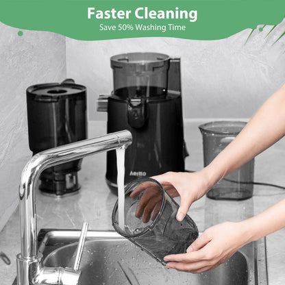 Aeitto Max5 Juicer, Cold Press Juicer with 5.8" Large Feed Chute,1.7L Large Capacity, 250W Whole Masticating Juicers for Vegetable and Fruit, High Juice Yield, Easy to Clean with Brush, Ice Fruit, BPA-Free, Smart recipes App